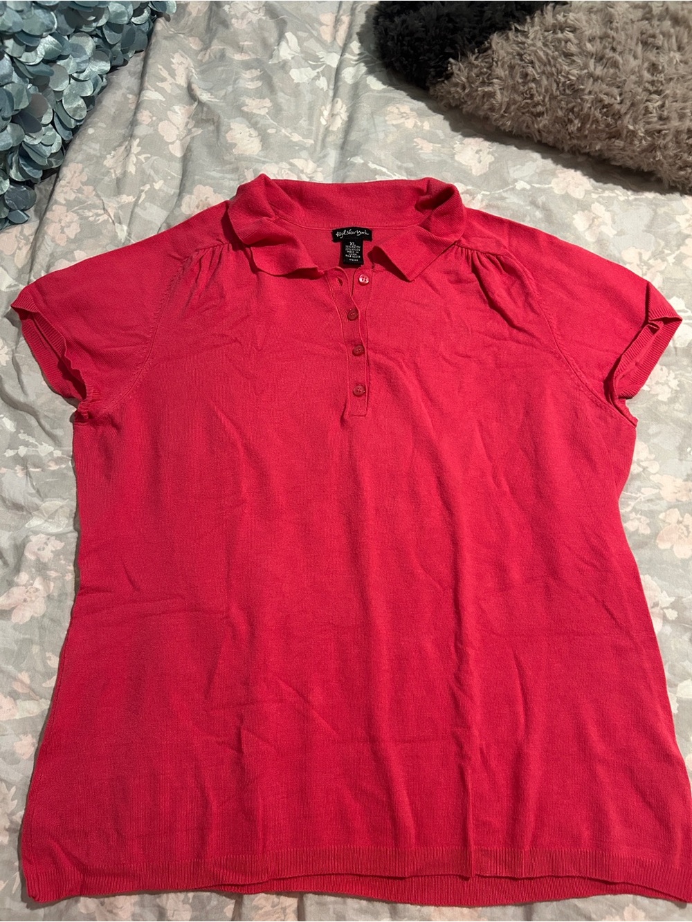 Women’s Pink Coral Retro Style Polo Top